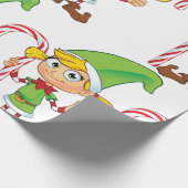 Elf Meisje Met Candy Cane Cadeaupapier (Hoek)