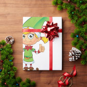 Elf Meisje Met Candy Cane Cadeaupapier
