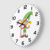 Elf Meisje Met Candy Cane Grote Klok (Hoek)