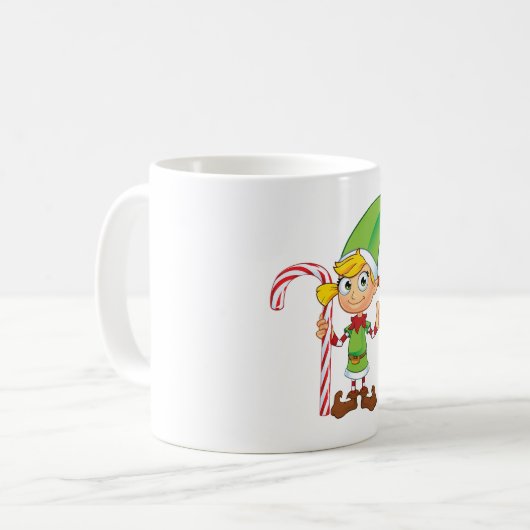 Elf Meisje Met Candy Cane Koffiemok (Voorkant links)