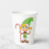 Elf Meisje Met Candy Cane Papieren Bekers (Voorkant)