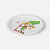 Elf Meisje Met Candy Cane Papieren Bordje (Gekanteld)