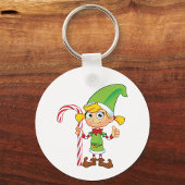 Elf Meisje Met Candy Cane Sleutelhanger