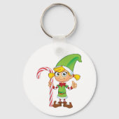 Elf Meisje Met Candy Cane Sleutelhanger (Voorkant)