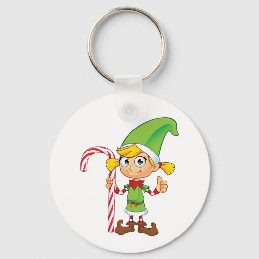 Elf Meisje Met Candy Cane Sleutelhanger (Voorkant)