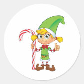 Elf Meisje Met Candy Cane Stickers (Voorkant)