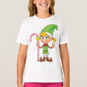 Elf Meisje Met Candy Cane T-shirt (Voorkant)