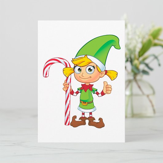 Elf Meisje Met Candy Cane Uitnodigingen