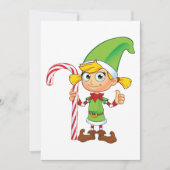 Elf Meisje Met Candy Cane Uitnodigingen (Voorkant)