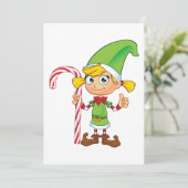 Elf Meisje Met Candy Cane Uitnodigingen (Staand voorkant)