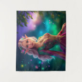 Elf-meisje prinses fantasie glitter turquoise magi wandkleed (Voorkant)