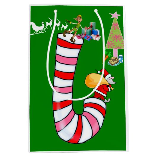 Elf Merry kerstcadeautassen Medium Cadeauzakje (Voorkant)