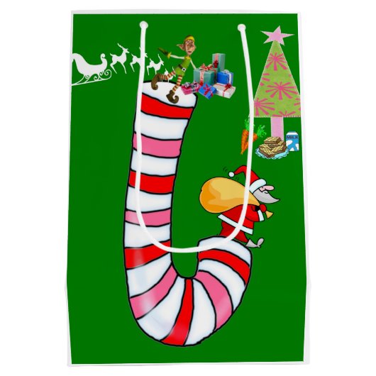 Elf Merry kerstcadeautassen Medium Cadeauzakje (Achterkant)