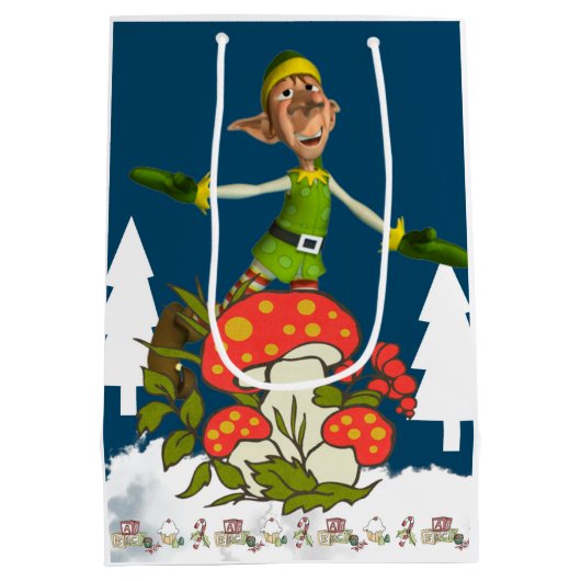 Elf Merry kerstcadeautassen Medium Cadeauzakje (Achterkant)