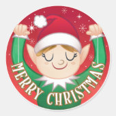 Elf Merry Kerstmis Envelope Classic Round Sticker (Voorkant)