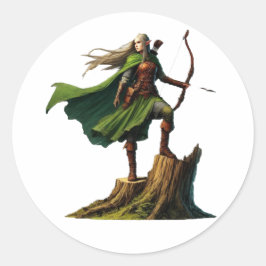Elf met boog ronde sticker