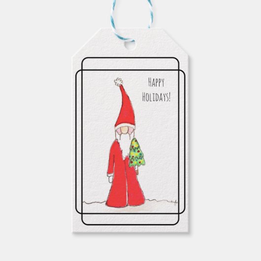 Elf met boom cadeaulabel (Voorkant)