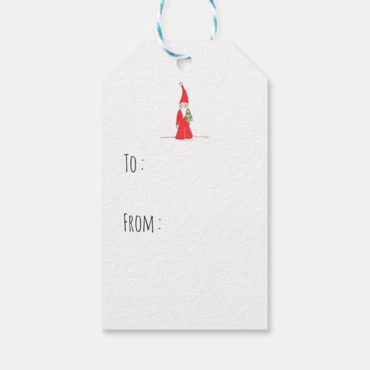 Elf met boom cadeaulabel (Achterkant)