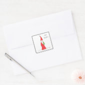 Elf met boom vierkante sticker (Envelop)
