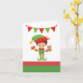 Elf met cadeaus en witte achtergrond kaart (Gele Bloem)
