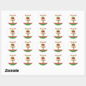 Elf met cadeaus en witte achtergrond ronde sticker (Vel)