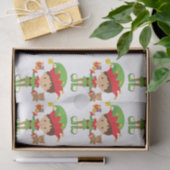 Elf met cadeaus en witte achtergrond tissuepapier (Geschenk)