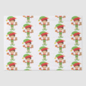 Elf met cadeaus en witte achtergrond tissuepapier (Voorkant)