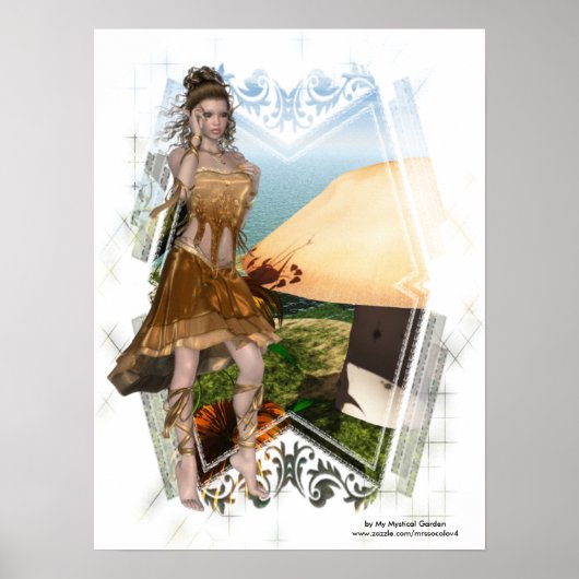 Elf met Design van paddenstoel D1 Poster Afdrukken (Voorkant)
