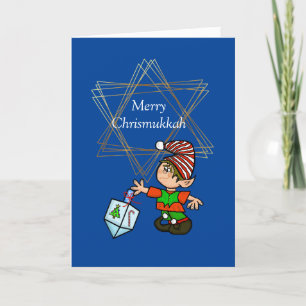 Elf met Dreidel Chrismukkah Card Kaart