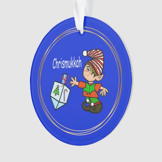 Elf met Dreidel Chrismukkah Ornament (voorkant)