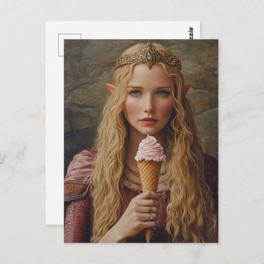 Elf met een ijsje briefkaart (Voorkant / Achterkant)