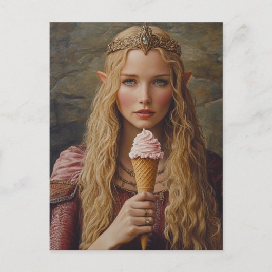 Elf met een ijsje briefkaart (Voorkant)