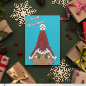 Elf met een Rode Chili Santa Hoed met een Zia Kaart