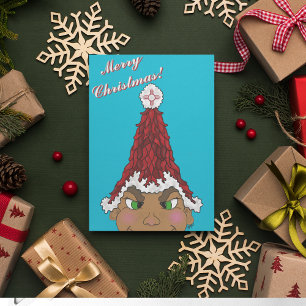 Elf met een Rode Chili Santa Hoed met een Zia Kaart