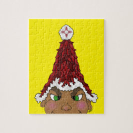 Elf met een Rode Chili Santa Hoed met een Zia Legpuzzel