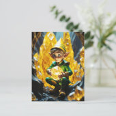 Elf met gele kristal briefkaart (Staand voorkant)