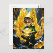 Elf met gele kristal briefkaart (Voorkant / Achterkant)