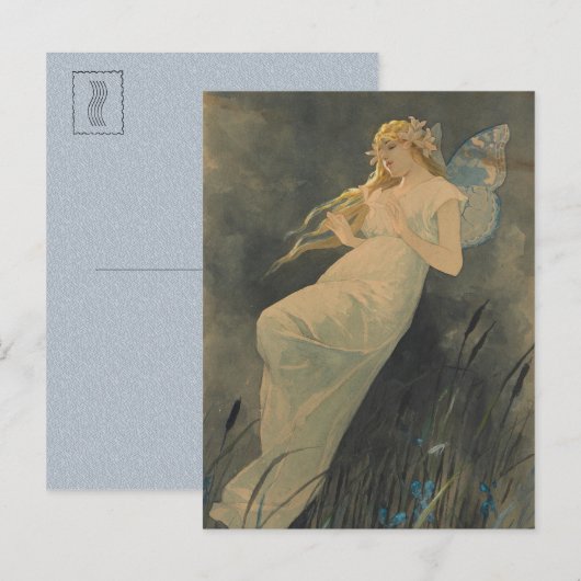 Elf met Iris Flowers door Alphonse Mucha Briefkaart (Voorkant / Achterkant)