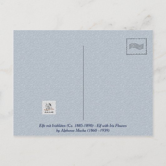 Elf met Iris Flowers door Alphonse Mucha Briefkaart (Achterkant)