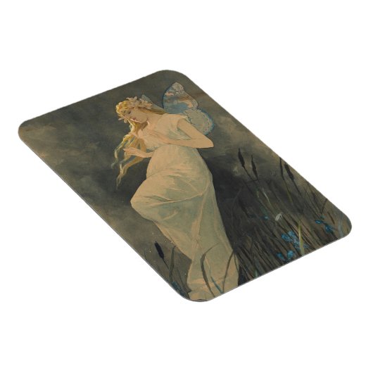 Elf met Iris Flowers door Alphonse Mucha Magneet (Rechterzijde)