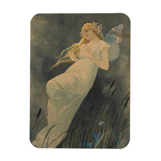 Elf met Iris Flowers door Alphonse Mucha Magneet (Verticaal)