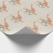 Elf met kerstcadeau, oude illustratie cadeaupapier (Hoek)