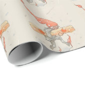 Elf met kerstcadeau, oude illustratie cadeaupapier (Rol Hoek)