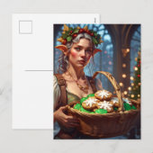 Elf met kerstkoekjes feestdagenkaart (Voorkant / Achterkant)