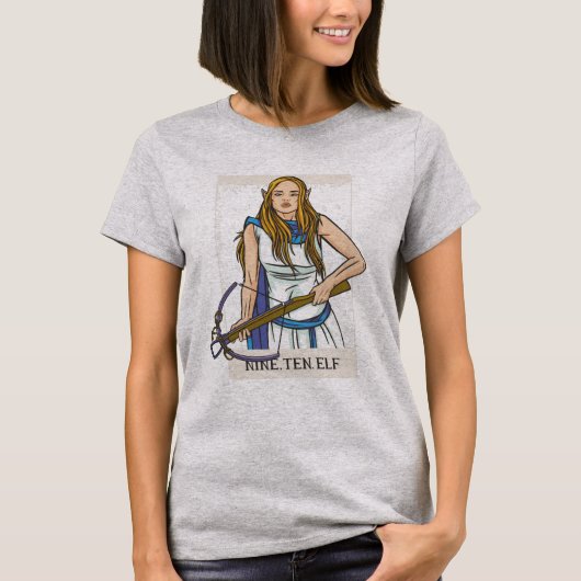 Elf met kruisboog-rpg-teken t-shirt (Voorkant)
