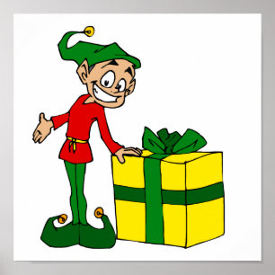 elf met pakket poster