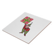 Elf Met Polk Dot Gift witte grote keramische tegel Tegeltje (Zijkant)