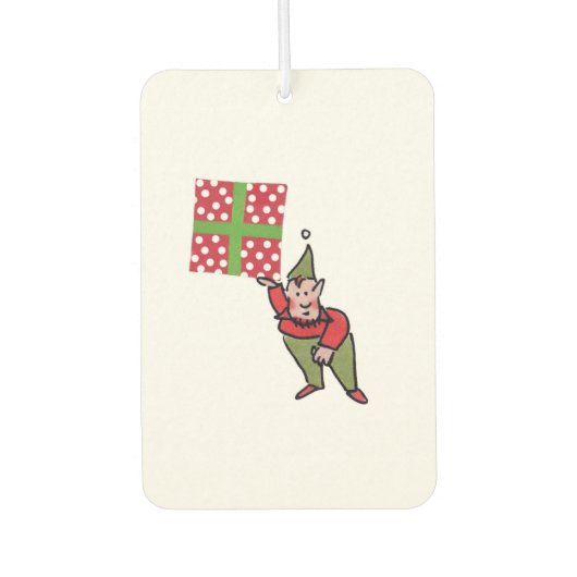 Elf Met Polka Dot Gift auto luchtverfrisser (Voorkant)