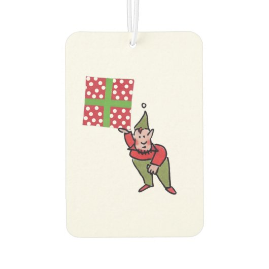 Elf Met Polka Dot Gift auto luchtverfrisser (Achterkant)