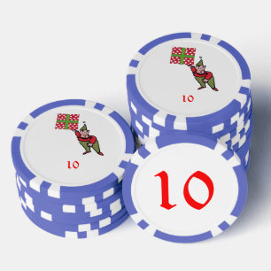 Elf Met Polka Dot Gift blauw 10 gestreepte poker c Poker Chips